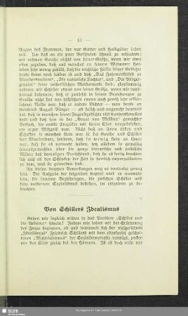 Von Schillers Idealismus