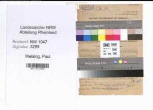Entnazifizierung Paul Welsing , geb. 18.05.1898 (Lehrer)