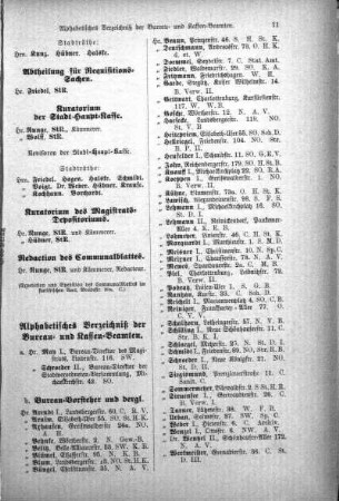 Alphabetisches Verzeichniß der Bureau- und Kassen-Beamten