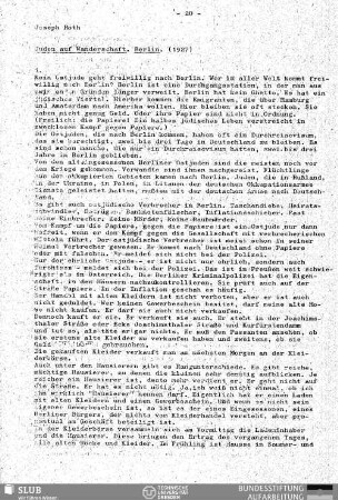 Juden auf Wanderschaft. Berlin. (1927)