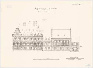 Regierungsgebäude, Koblenz Präsidenten-Wohnhaus und Saalbau: Rhein-Ansicht 1:100