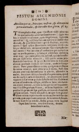 12-23, Festum Ascensionis Domini; ...