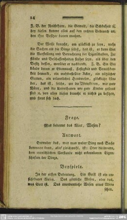 Frage. Was bedeutet das Wort, Wesen?