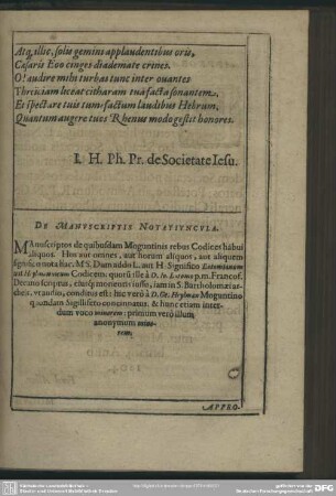 De Manuscriptis Notatiuncula