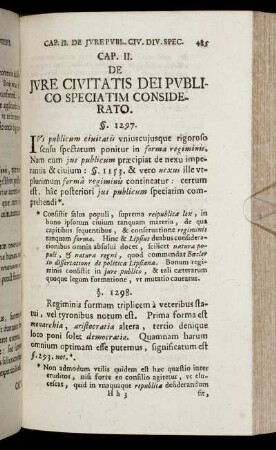 Cap. II. De Jure Civitatis Dei Publico Speciatim Considerato.