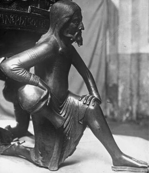 Hildesheim, Dom St. Maria, Kapelle des Hl. Georg, Bronzetaufbecken, Tragefigur, der Paradiesfluss Pison/Physon (Detail)