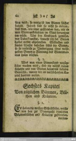 Sechtes Kapitel, Von nützlichen Bäumen, Blüthen und Kräutern