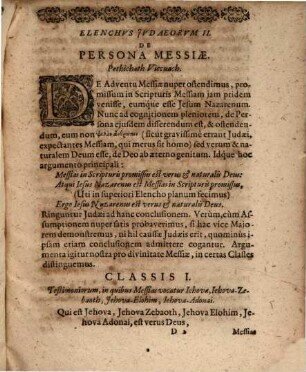 Elenchvs Jvdaeorvm II. De Persona Messiae