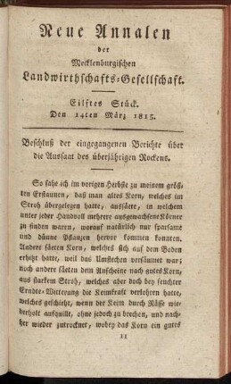 Eilftes Stück. Den 14ten März 1815.