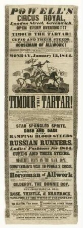 Powell's Circus Royal London. Timour the Tartar