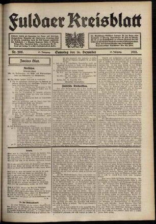 Zweite Ausgabe vom Samstag, den 16. Dezember 1911.