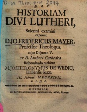 Historiam Divi Lutheri