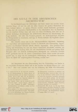 7: Die Säule in der assyrischen Architectur