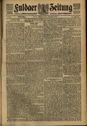 Erste Ausgabe vom Mittwoch, den 02. November 1910.