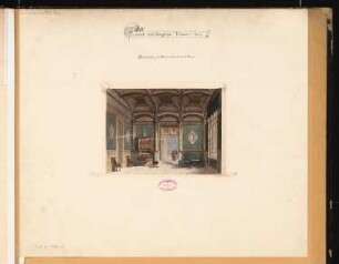 Fürstliches Schloss auf dem Brauhausberg, Potsdam Schinkelwettbewerb 1862: Arbeitszimmer des Prinzen: perspektivische Ansicht