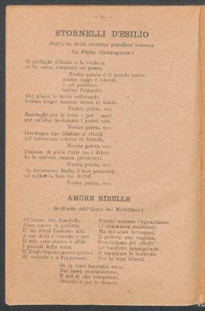 Stornelli d'esilio : (Sull'aria della canzone popolare toscana "La figlia campagnola")