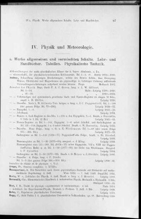 IV. Physik und Meteorologie.