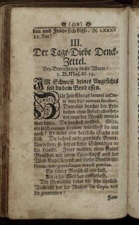III. Der Tage-Diebe Denck-Zettel.