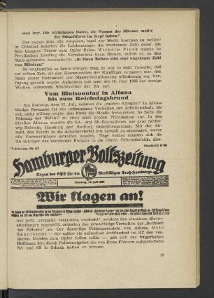 Vom Blutsonntag in Altona bis zum Reichstagsbrand