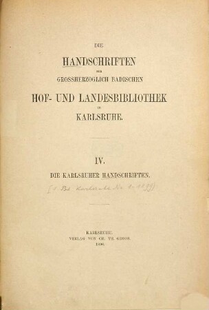 Die Karlsruher Handschriften