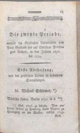 Erste Abtheilung, von den geistlichen Liedern in besondern Sammlungen.