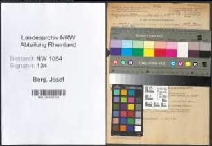 Entnazifizierung Josef Berg , geb. 22.02.1890 (Inspektor)