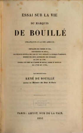 Essai sur la vie du Marquis de Mouillé (Francois-Claude-Amour)