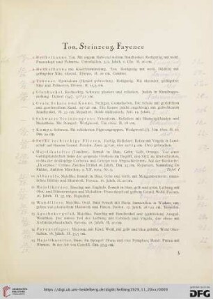 Ton, Steinzeug, Fayence (Nr.1-27)