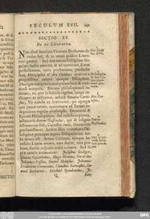Sectio XV. De re Literaria.