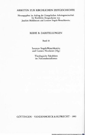 Theologische Fakultäten im Nationalsozialismus