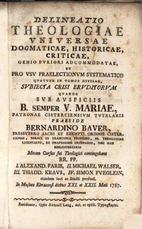 Delineatio theologiae universae