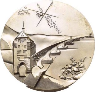 Medaille von Victor Huster auf die Pliensaubrücke in Esslingen
