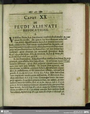 Caput XX. De Feudi Alienati Revocatione