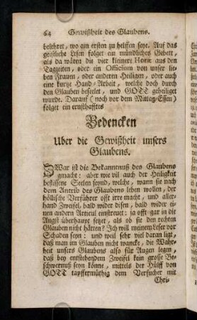 64-83, Bedencken ueber die Gewißheit unseres Glaubens