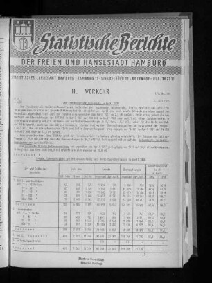 Der Fremdenverkehr in Hamburg im April 1958 : Lfd. Nr. 29