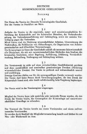 Satzung der Deutschen Kriminologischen Gesellschaft