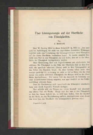 Über die Lösungsenergie auf der Oberfläche von Flüssigkeiten.