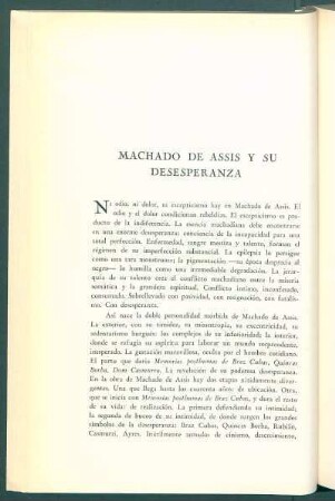 Machado de Assis y su desesperanza
