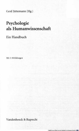 Psychologie als Humanwissenschaft : ein Handbuch