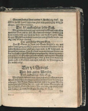 Der VI. Articul. Von den guten Wercken.