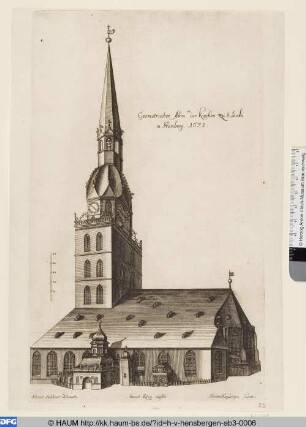 Geometrischer Abris der Kirchen zu S. Jacobi in Hamburg 1675. [Perspektivische Darstellung der Hauptkirche St. Jacobi, Hamburg]