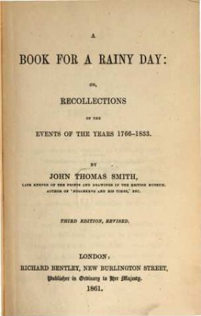 A book for a rainy day: or recollections of the events of the years 1766 - 1833