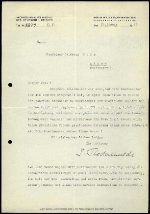 G. Rodenwaldt an G. Karo