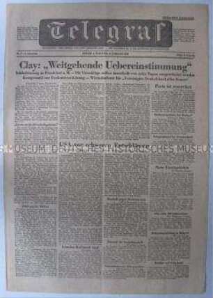 (West)-Berliner Tageszeitung "Telegraf" zu Verhandlungen der West-Alliierten über die deutsche Wirtschaft