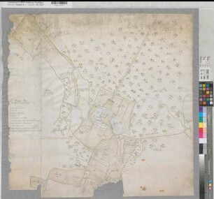 Oelde (Oelde) Hovesaat des Hauses Geist nach 1795 ca 1 : 2500 78 x 79 kol. Zeichnung Boner, Major; Bartel, Hauptmann Haus Geist KSM Studienfonds Nr. 36