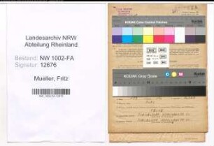 Entnazifizierung Fritz Mueller, geb. 24.01.1893 (Haendler)