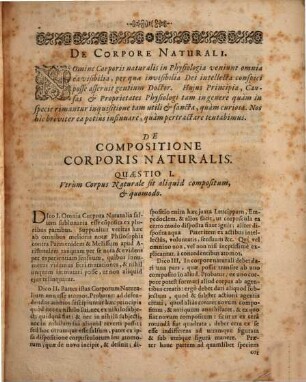 Quaestiones Physicae De Corpore Natvrali
