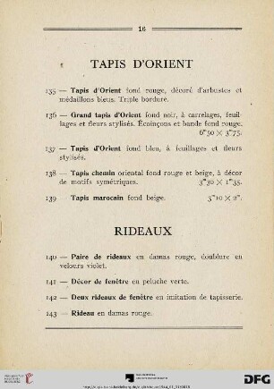 Tapis Dorient (Nr. 135-139)