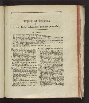 Register und Erklärungen der in dem Buche gebrauchten deutschen Kunstwörter