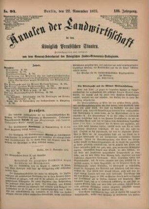 No. 94. Berlin, den 22. November 1873. XIII. Jahrgang.